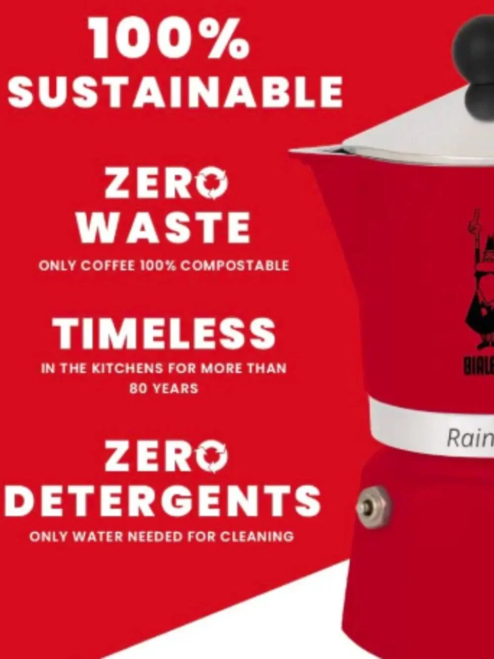 BIALETTI Rainbow (Red) 6 cup Express Maker New - Picture 2 of 11